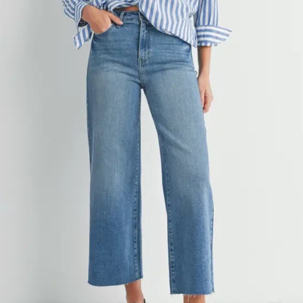 Just Black Denim Scissor Cut Hem Wide Leg Indigo Size 31/ 12